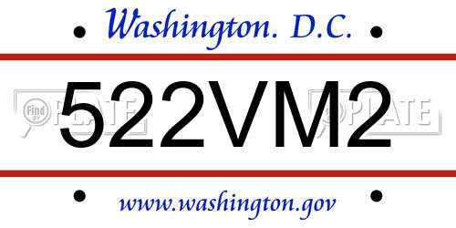 522VM2 District Of Columbia License Plate