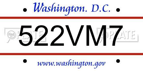 522VM7 District Of Columbia License Plate