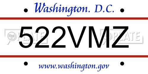 522VMZ District Of Columbia License Plate