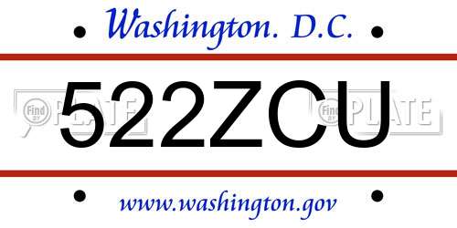 522ZCU District Of Columbia License Plate