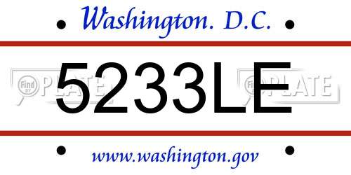 5233LE District Of Columbia License Plate