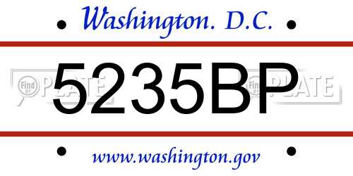 5235BP District Of Columbia License Plate