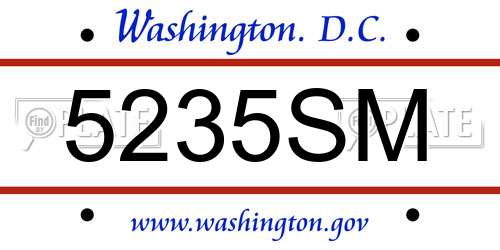 5235SM District Of Columbia License Plate