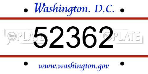 52362 District Of Columbia License Plate