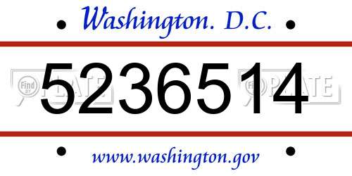 5236514 District Of Columbia License Plate