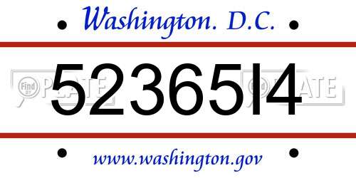 52365I4 District Of Columbia License Plate