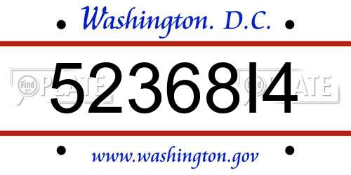52368I4 District Of Columbia License Plate