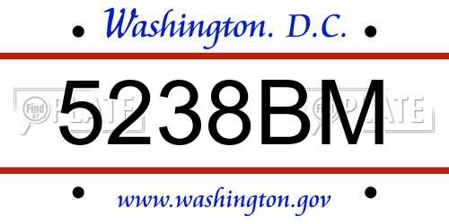 5238BM District Of Columbia License Plate
