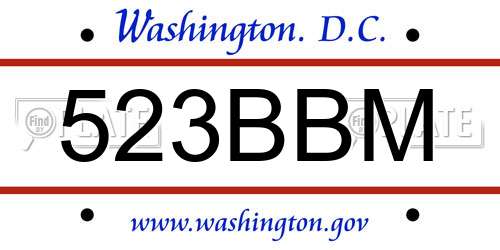 523BBM District Of Columbia License Plate
