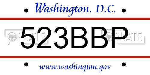 523BBP District Of Columbia License Plate