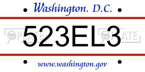 523EL3 District Of Columbia License Plate