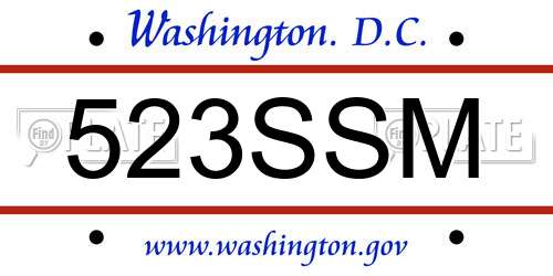 523SSM District Of Columbia License Plate