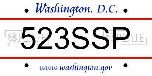 523SSP District Of Columbia License Plate