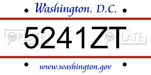 5241ZT District Of Columbia License Plate