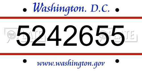5242655 District Of Columbia License Plate