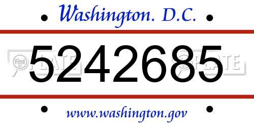 5242685 District Of Columbia License Plate