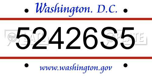 52426S5 District Of Columbia License Plate