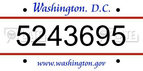 5243695 District Of Columbia License Plate