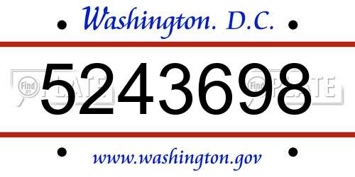 5243698 District Of Columbia License Plate