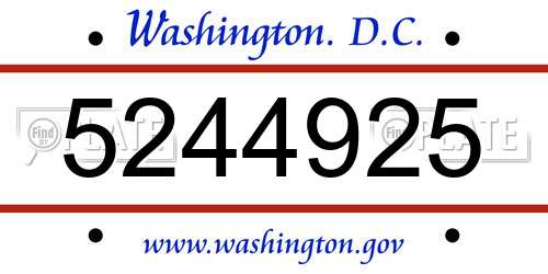 5244925 District Of Columbia License Plate