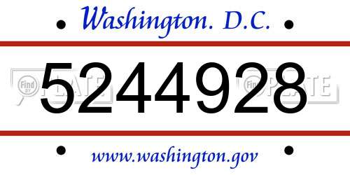 5244928 District Of Columbia License Plate