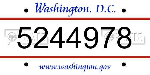 5244978 District Of Columbia License Plate