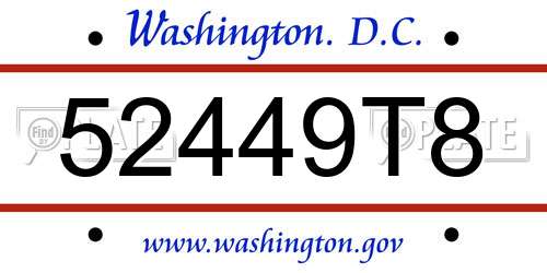 52449T8 District Of Columbia License Plate