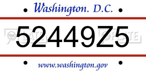 52449Z5 District Of Columbia License Plate
