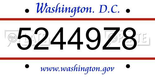 52449Z8 District Of Columbia License Plate