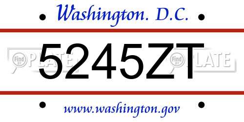 5245ZT District Of Columbia License Plate