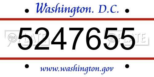 5247655 District Of Columbia License Plate