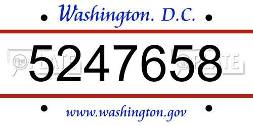 5247658 District Of Columbia License Plate