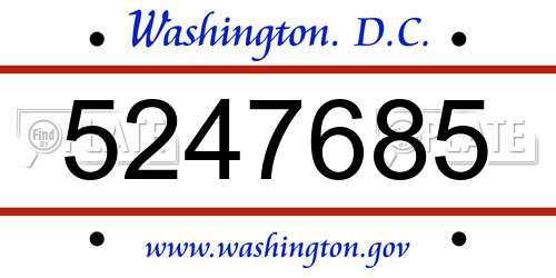 5247685 District Of Columbia License Plate