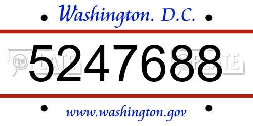 5247688 District Of Columbia License Plate
