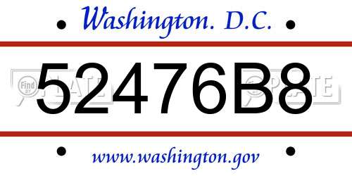 52476B8 District Of Columbia License Plate