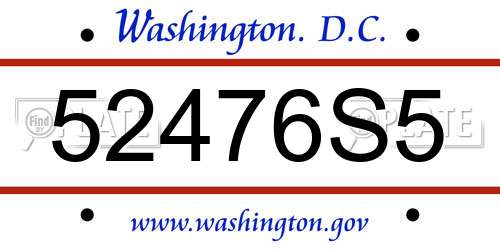 52476S5 District Of Columbia License Plate