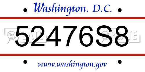 52476S8 District Of Columbia License Plate