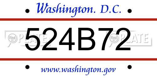 524B72 District Of Columbia License Plate