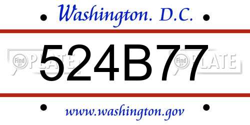 524B77 District Of Columbia License Plate