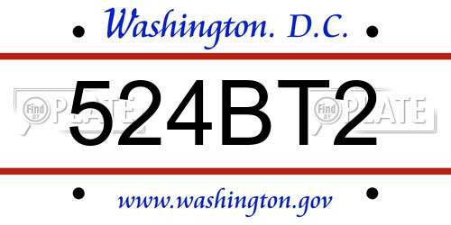 524BT2 District Of Columbia License Plate