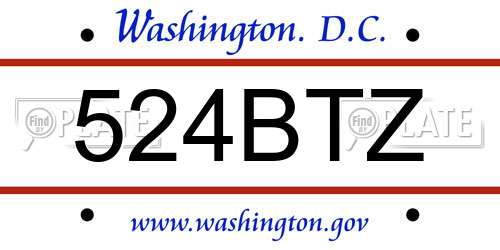 524BTZ District Of Columbia License Plate