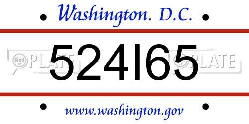 524I65 District Of Columbia License Plate