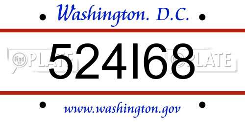 524I68 District Of Columbia License Plate