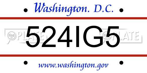 524IG5 District Of Columbia License Plate