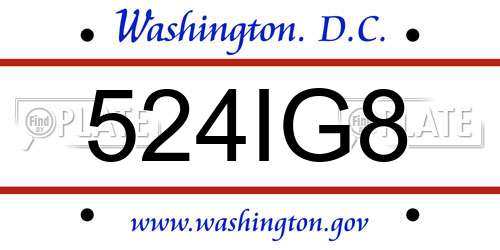 524IG8 District Of Columbia License Plate