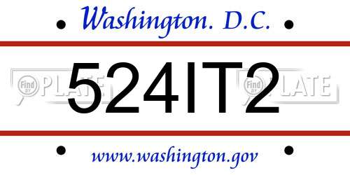 524IT2 District Of Columbia License Plate