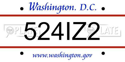 524IZ2 District Of Columbia License Plate
