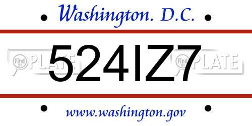 524IZ7 District Of Columbia License Plate