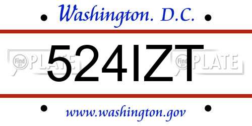 524IZT District Of Columbia License Plate