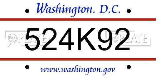 524K92 District Of Columbia License Plate